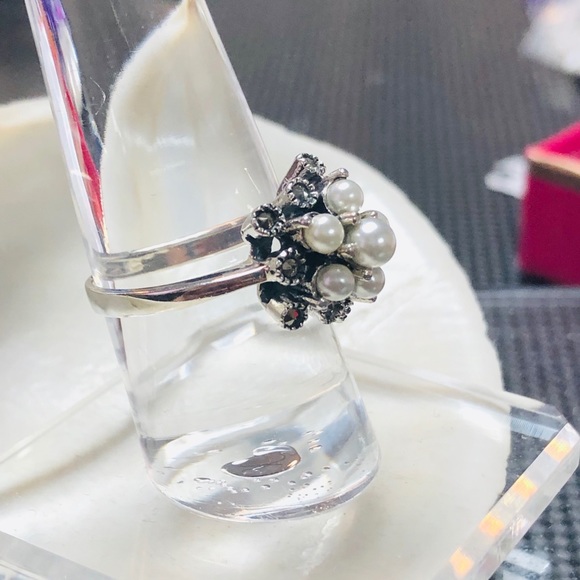 Vintage Pearl Ring. 925 Sterling Silver - Picture 3 of 4